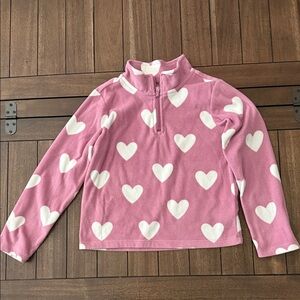 Pink Heart Print fleece Pullover
